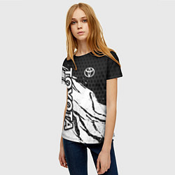 Футболка женская Toyota - черный и белый, цвет: 3D-принт — фото 2