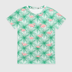 Футболка женская Фламинго и тропики, цвет: 3D-принт
