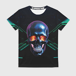Футболка женская Череп с пламенем в глазницах, цвет: 3D-принт