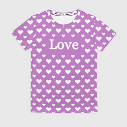 Женская футболка Love нежный сиреневый с сердечками