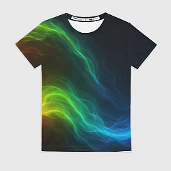 Женская футболка Разноцветный огонь абстракция