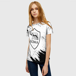 Футболка женская ROMA черно белые штрихи, цвет: 3D-принт — фото 2