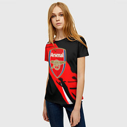 Футболка женская Арсенал геометрия полосы краски, цвет: 3D-принт — фото 2