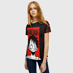 Футболка женская Ван Пис, Луффи на красном, цвет: 3D-принт — фото 2