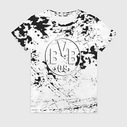 Женская футболка Borussia черно белые краски