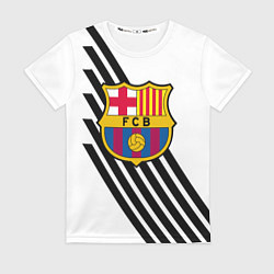 Женская футболка Barcelona черно белые полосы