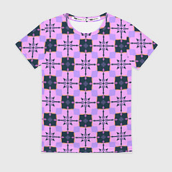 Футболка женская Квадраты с цветочными перекрестиями, цвет: 3D-принт