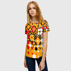 Футболка женская Красно-желтая геометрическая абстракция, цвет: 3D-принт — фото 2