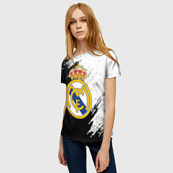 Футболка женская Real Madrid текстура штрихи, цвет: 3D-принт — фото 2
