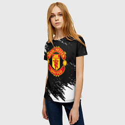 Футболка женская Манчестер Юнайтед белые краски, цвет: 3D-принт — фото 2