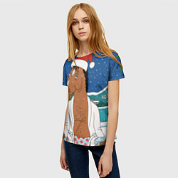 Футболка женская Новогодний Конь Боджек, цвет: 3D-принт — фото 2