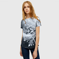 Футболка женская Снежинка на черно белое, цвет: 3D-принт — фото 2