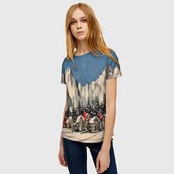 Футболка женская Небольшой новогодний город в горах, цвет: 3D-принт — фото 2