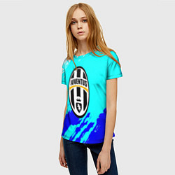 Футболка женская Ювентус краски штрихи текстура, цвет: 3D-принт — фото 2