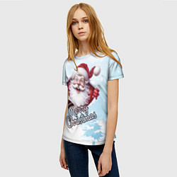 Футболка женская Санта в зимнем лесу, цвет: 3D-принт — фото 2