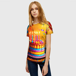 Футболка женская Радуга праздничного торта, цвет: 3D-принт — фото 2