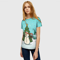 Футболка женская Снеговик - Новогодний Зож, цвет: 3D-принт — фото 2