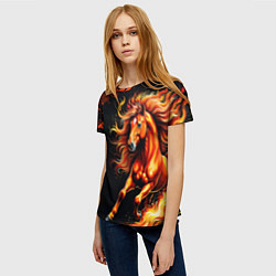 Футболка женская Огненный конь в русской хохломе, цвет: 3D-принт — фото 2