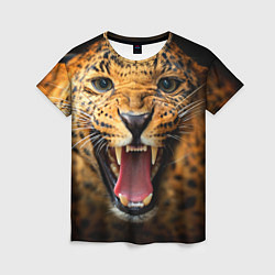 Женская футболка Рык леопарда