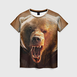 Женская футболка Рык медведя