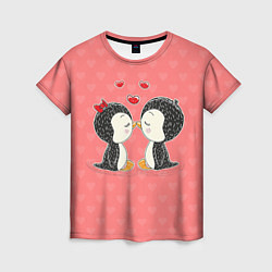 Женская футболка Влюбленные пингвины