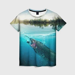 Женская футболка Рыбалка на спиннинг