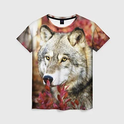 Женская футболка Волк в кустах