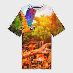 Женская длинная футболка Взмах попугая