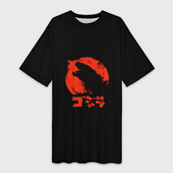 Футболка женская длинная Godzilla, цвет: 3D-принт