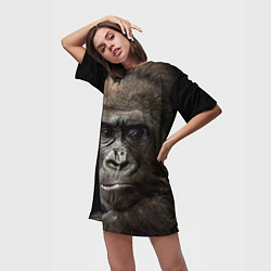 Футболка женская длинная Глаза гориллы, цвет: 3D-принт — фото 2