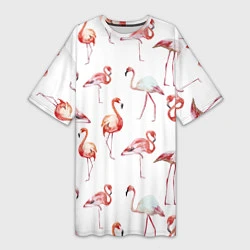 Женская длинная футболка Действия фламинго