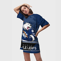 Футболка женская длинная Toronto Maple Leafs, цвет: 3D-принт — фото 2