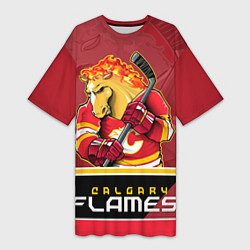 Футболка женская длинная Calgary Flames, цвет: 3D-принт