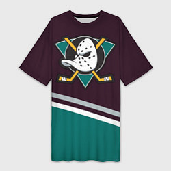 Футболка женская длинная Anaheim Ducks, цвет: 3D-принт