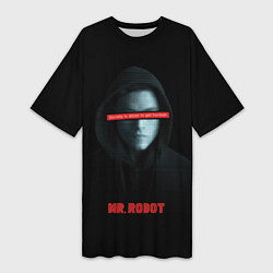 Футболка женская длинная Mr Robot, цвет: 3D-принт