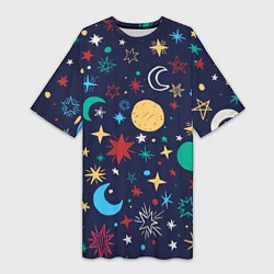 Женская длинная футболка Звездное небо