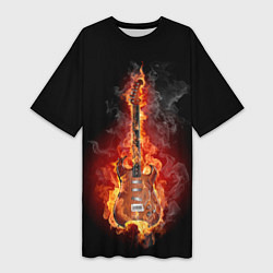 Женская длинная футболка Адская гитара