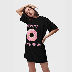 Футболка женская длинная Donuts, цвет: 3D-принт — фото 2
