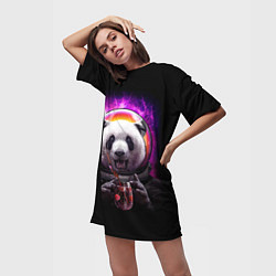 Футболка женская длинная Panda Cosmonaut, цвет: 3D-принт — фото 2