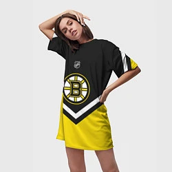 Футболка женская длинная NHL: Boston Bruins, цвет: 3D-принт — фото 2