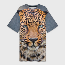 Женская длинная футболка Грустный леопард