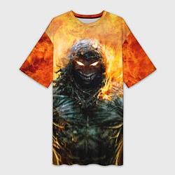 Женская длинная футболка Disturbed: Monster Flame
