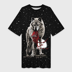 Женская длинная футболка Серый волк