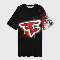 Футболка женская длинная FaZe Clan: Black collection, цвет: 3D-принт