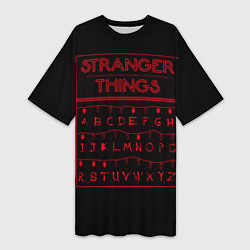 Женская длинная футболка Stranger Things: alphabet