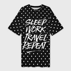 Женская длинная футболка Sleep Work Travel Repeat
