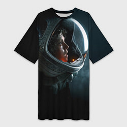 Женская длинная футболка Девушка космонавт