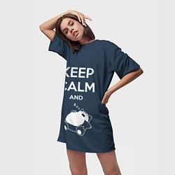 Футболка женская длинная Keep Calm & Zzz, цвет: 3D-принт — фото 2