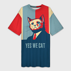 Женская длинная футболка Yes we CAT