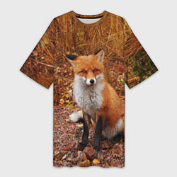 Женская длинная футболка Осенняя лиса